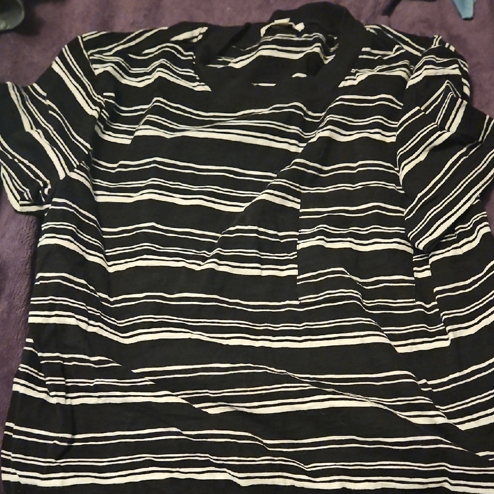 Vans Black and White Striped Women's Tee